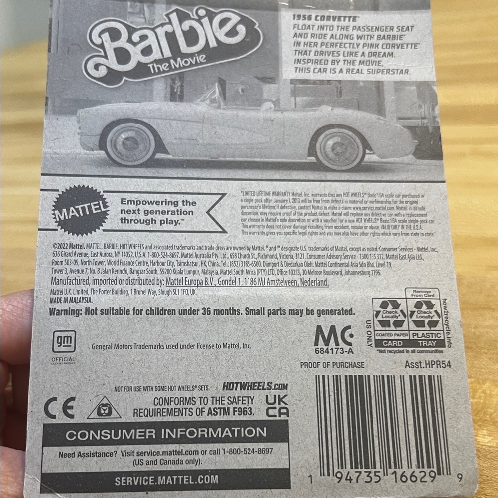 ( 0381) Hot Wheels The Movie Screen Time 56’ Pink Corvette - Picture 3 of 9